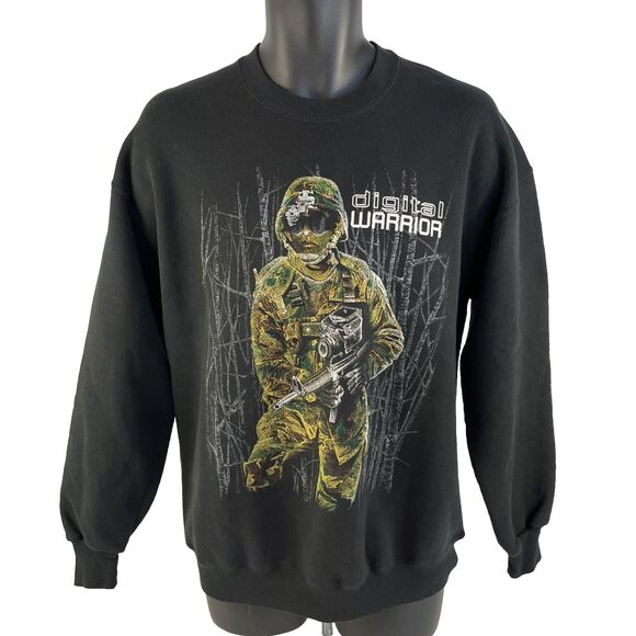 Vintage Jerzees Super Sweats Digital Warrior Army Graphic Sweatshirt XL USA Made - Picture 1 of 7